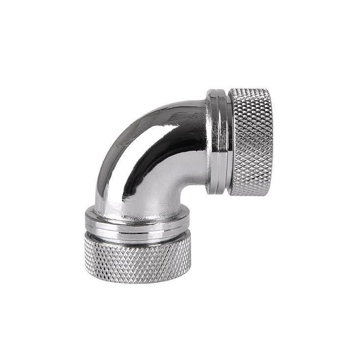 Thermaltake Pacific G1/4 PETG Tube 90-Degree Dual Compression 16mm OD - Chrome - وصلات أنابيب